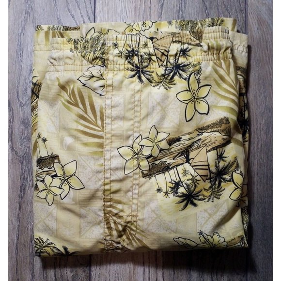 Sand N Sun Lined Swim Suit Board Shorts Mens XL Up to 48" Waist Yellow Tropical - Picture 9 of 10